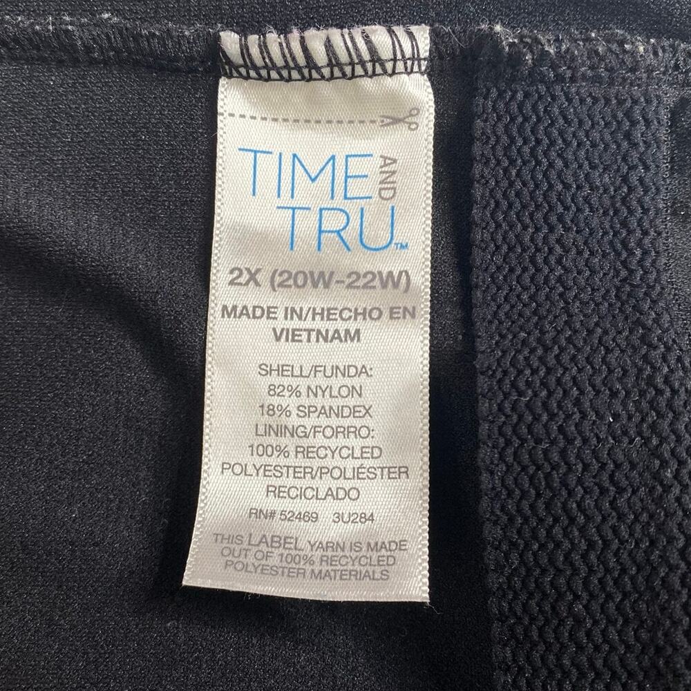 Time and Tru One Piece Swimsuit Black Ruffle Strap V Neck Size 2X 20W-22W Retro - Picture 3 of 16
